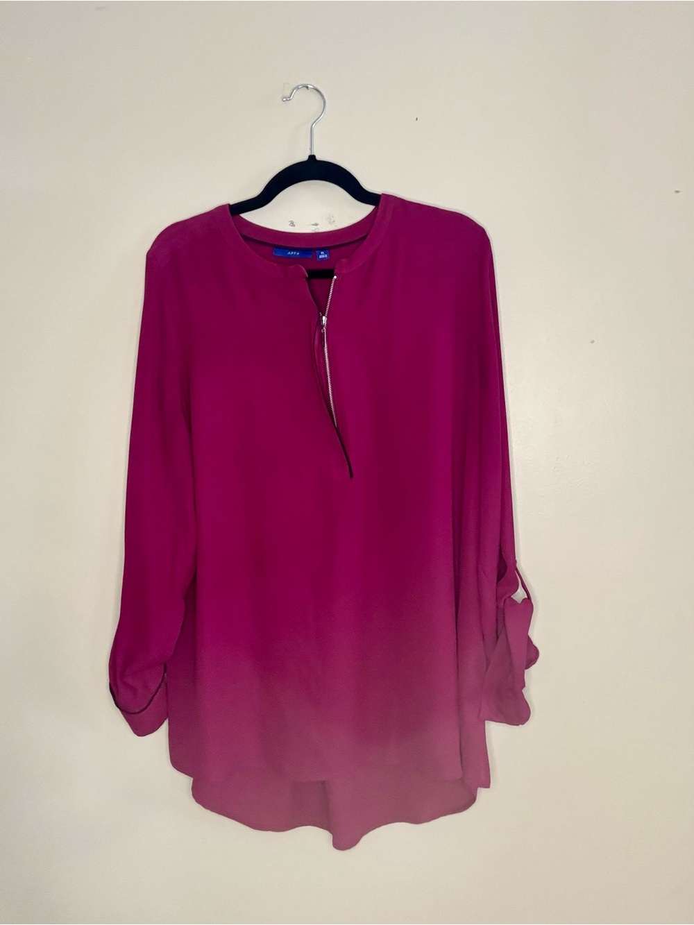 Apt. 9 magenta Zip-Front Blouse